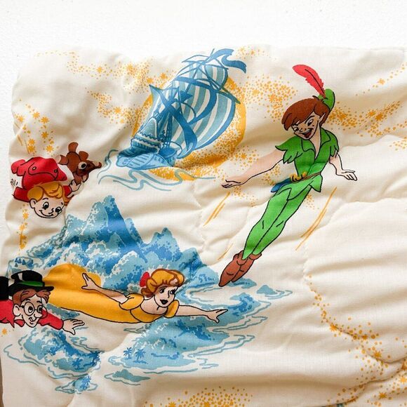 VINTAGE DISNEY Peter Pan Quilted Baby Blanket/Bunting Sleeping Bag Crib - Picture 7 of 9